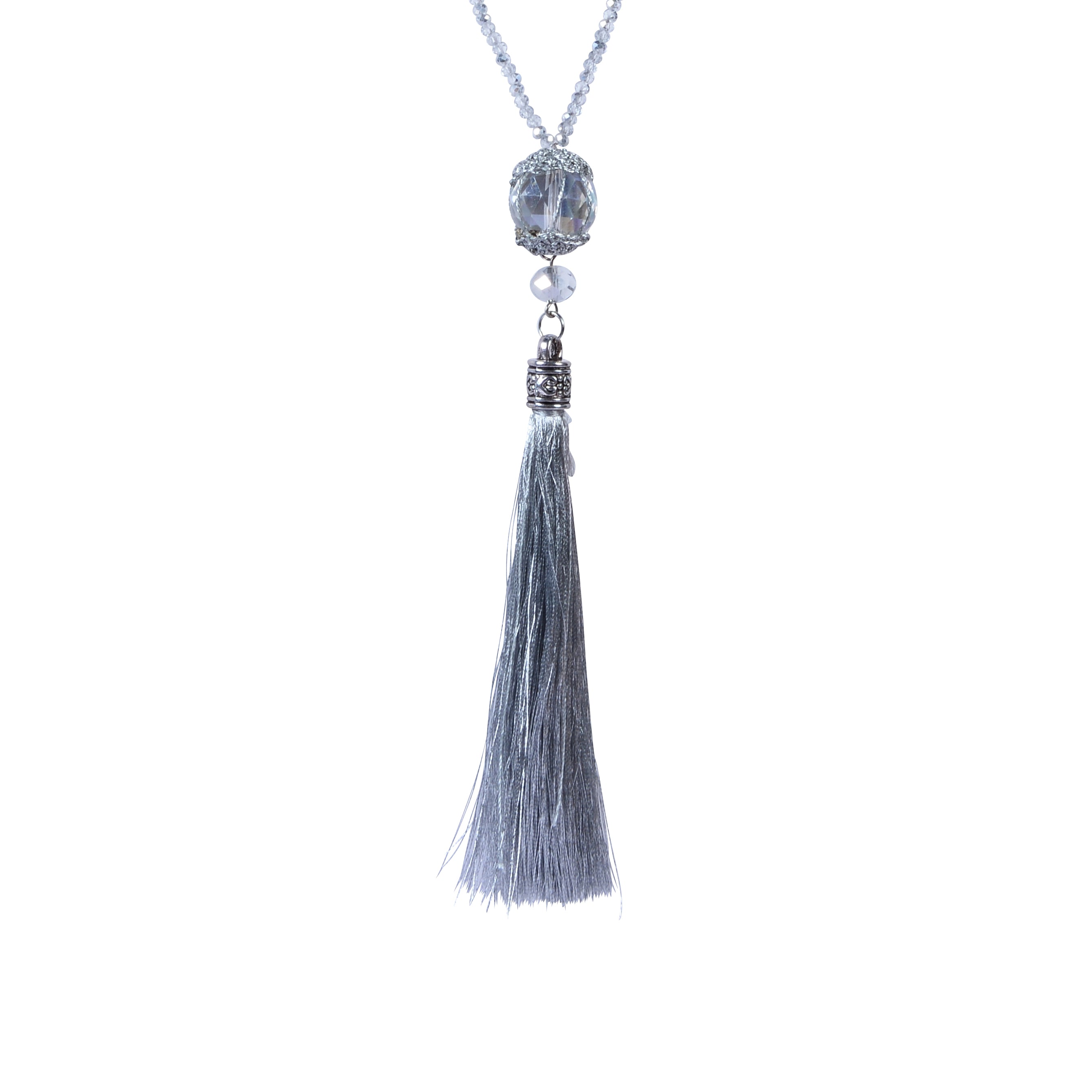 Crystal Beads Tassel Long Chain Pendant Necklaces N2953