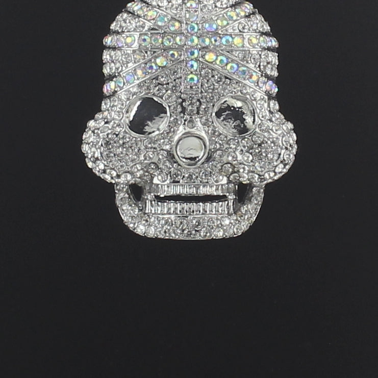 Crystal Accent Union Jack Skull Brooch PA3138