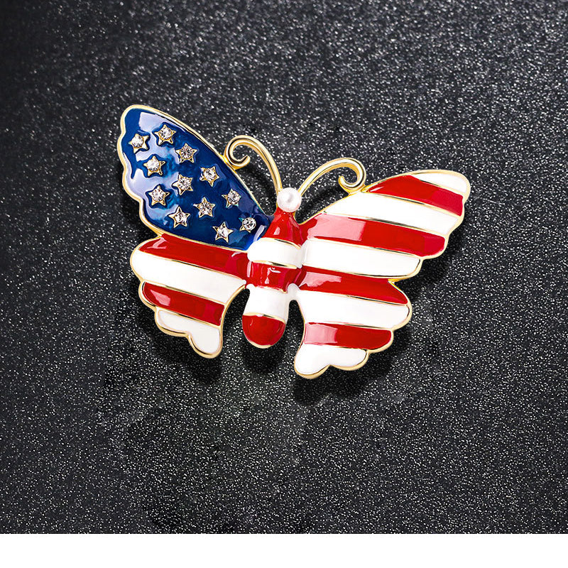 Independence Day Butterfly Rhinestone Pin PA4805