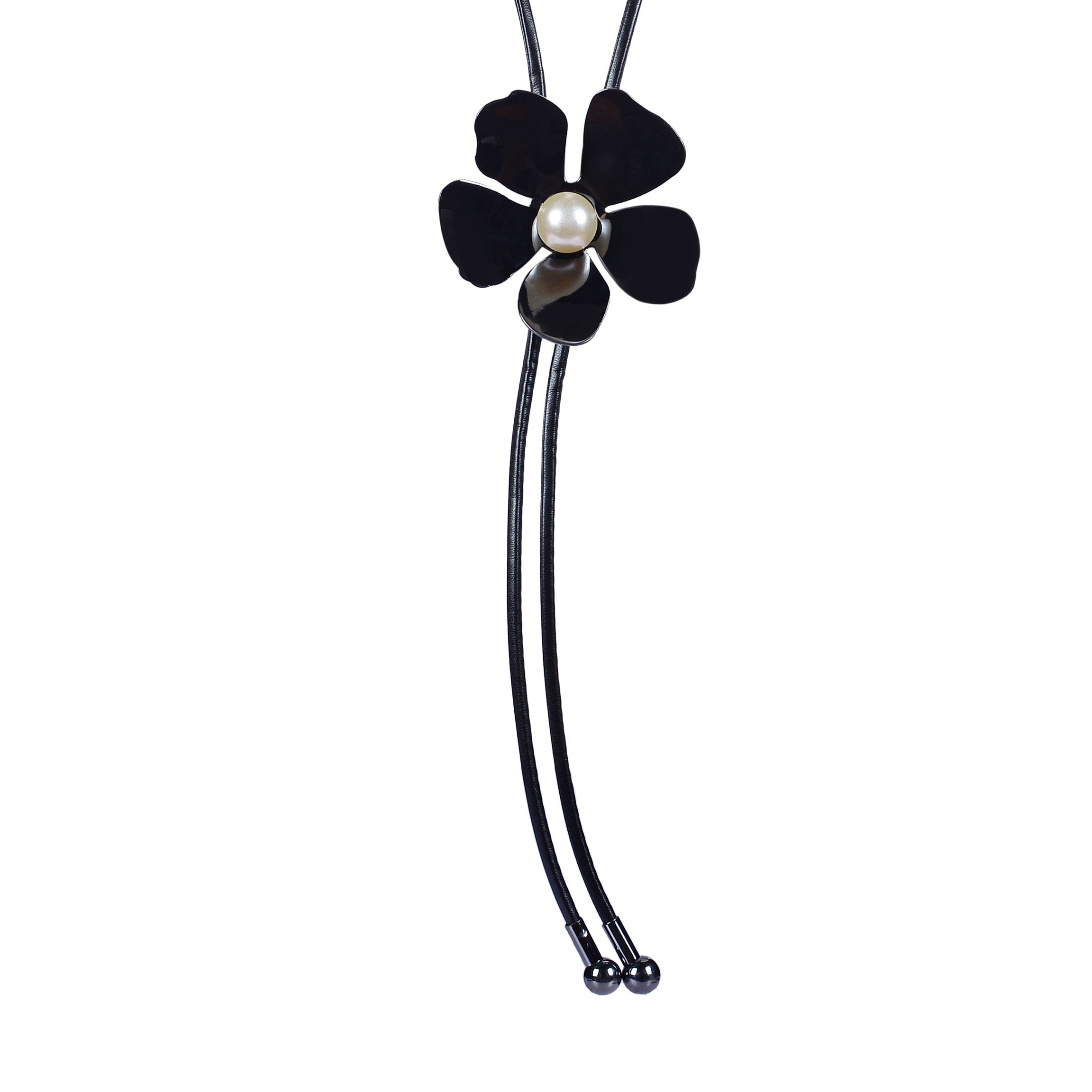 Fashion Black Flower Bangle Long Necklace N3075